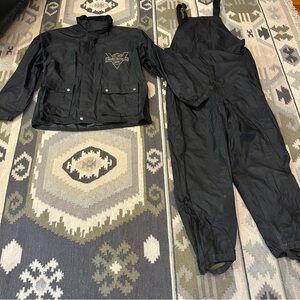 Harley Davidson Complete Rain Suit Jacket Pants Overalls Large Men's Black